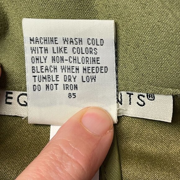 Vintage Womens Button Up Jacket Blazer Sz M OLIVE GREEN Crinkle Studded L/S - Picture 12 of 13